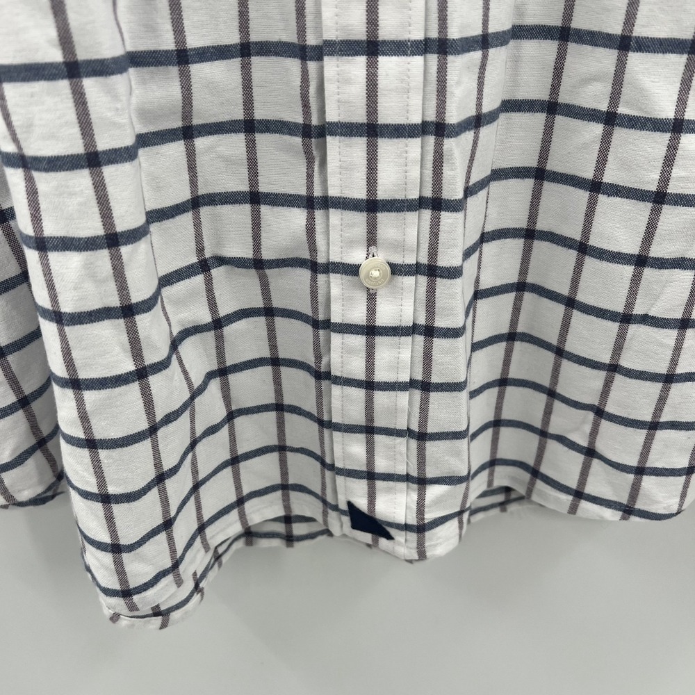 Untuckit Button Down Checkered Shirt Mens 3XL White Preppy Business Pocket SS - Picture 7 of 14